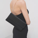 Aurora black satin clutch