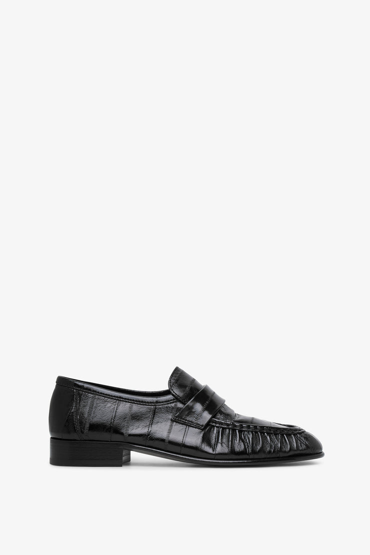 Soft black eel loafers