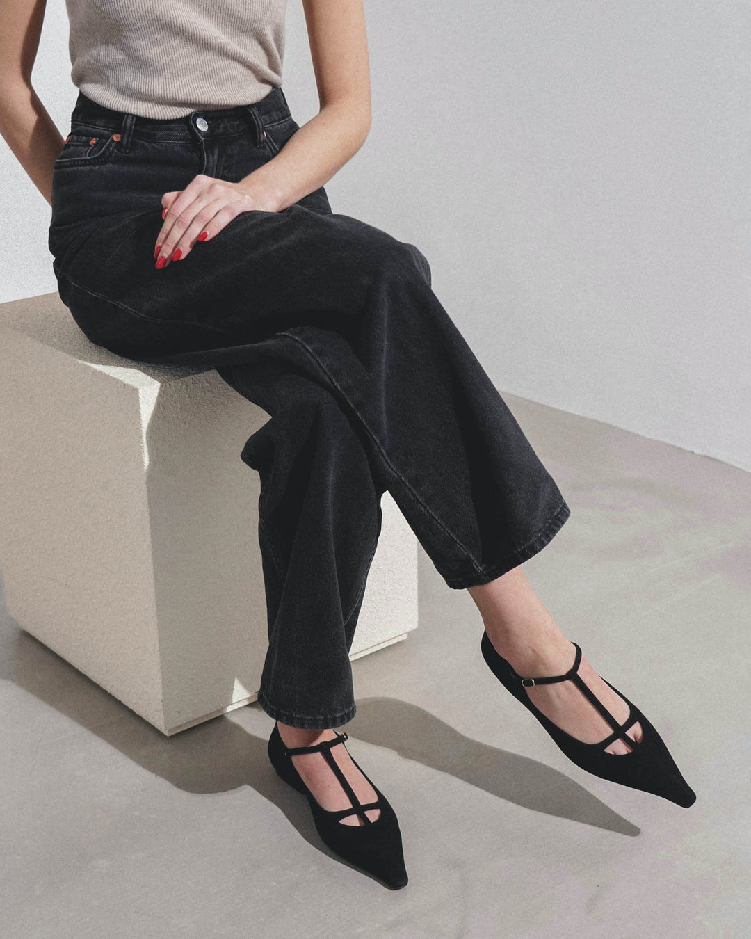 国内未入荷☆ THE ROW ザ・ロウ Cyd leather ballet flats 黒 The Row | Cyd black suede flats | Savannahs