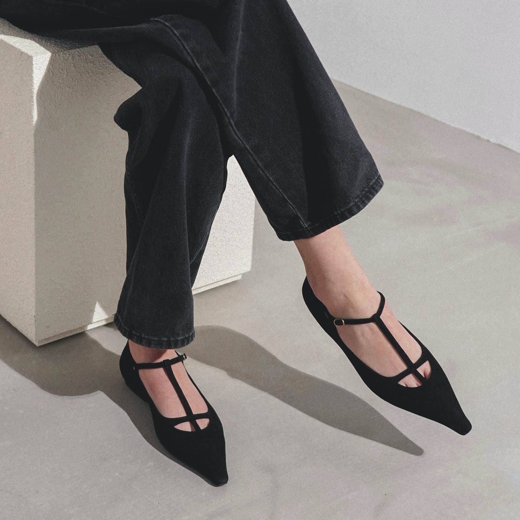 The Row | Cyd black suede flats | Savannahs