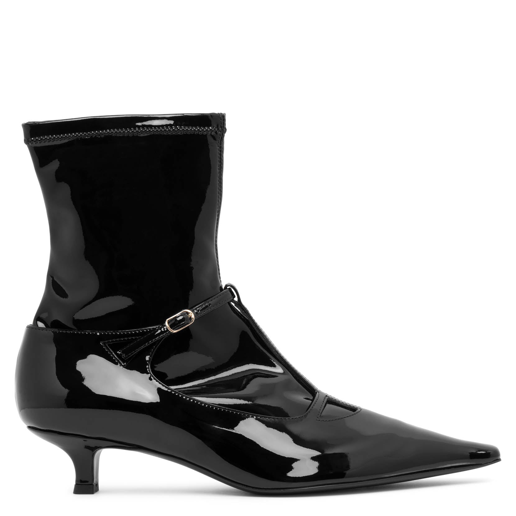 The Row Cyd Ankle Boots In Black Patent Leather