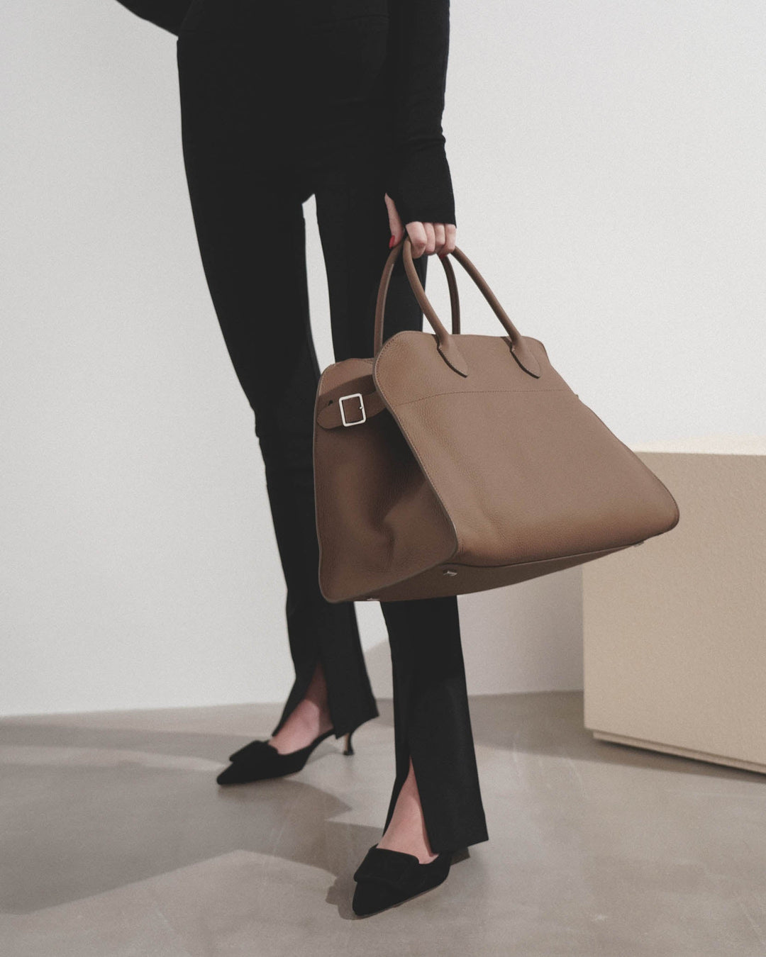 The Row | Soft Margaux 15 taupe matte grain bag | Savannahs