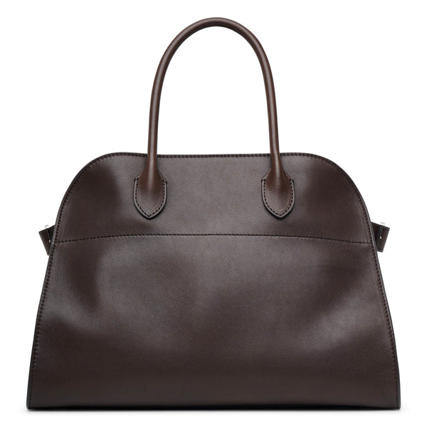 The Row - Soft Margaux 12 Deep Brown Leather Top Handle Bag