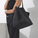 XL Park tote black matte grain bag