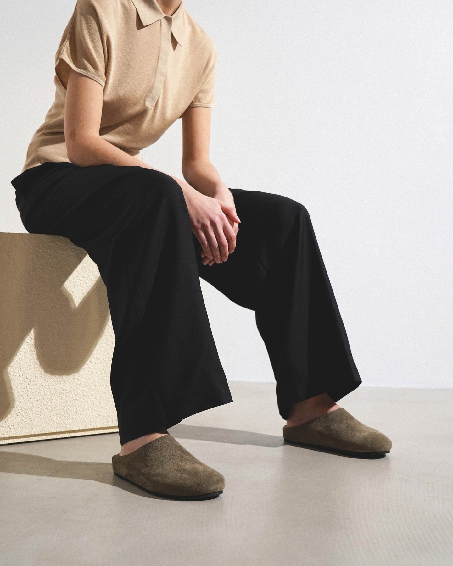 The Row Hugo Grey Slides In Cream