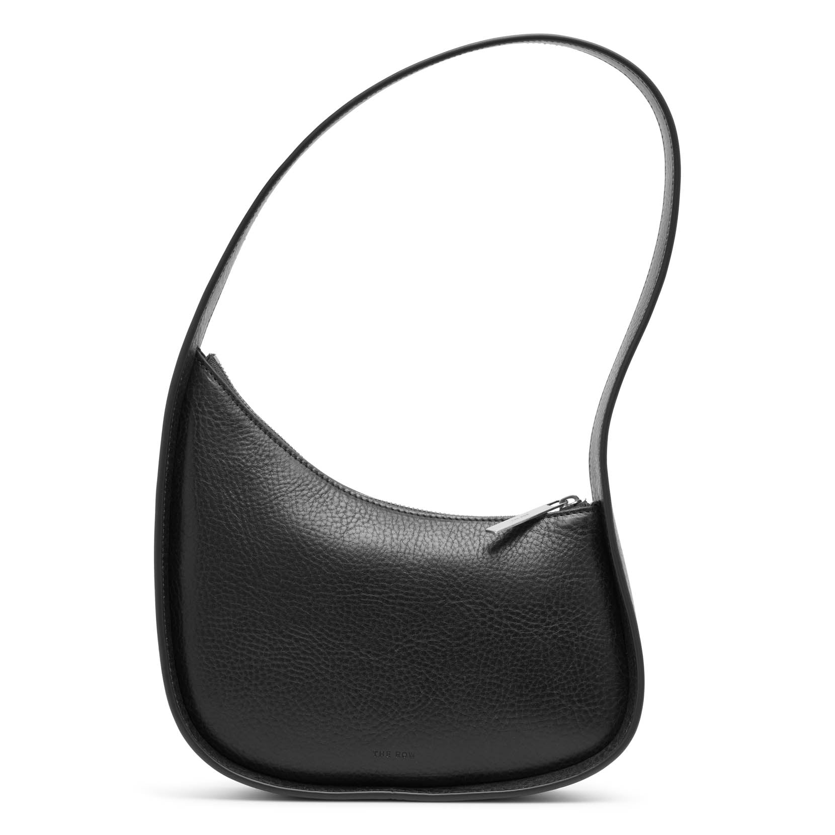 The Row Half Moon Grained Leather Shoulder Bag In Black Ans