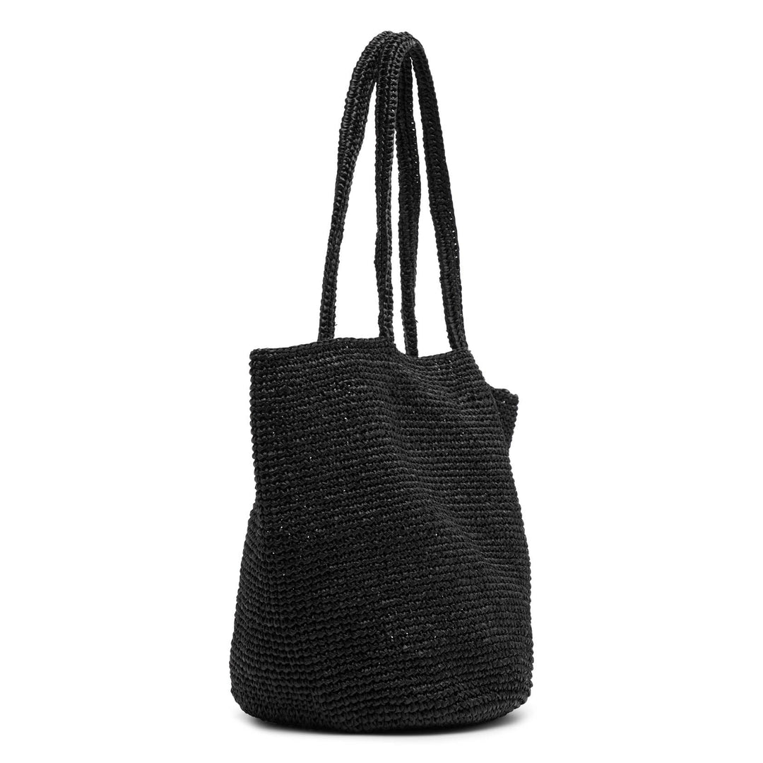 ■SATUR■ Bon Voyage Raffia Shoulder Bag Black SA255WAB02BLK Poetry - Raffia shopper with leather handle