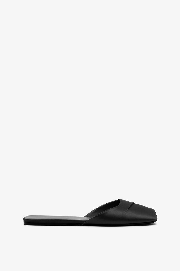 Milla black satin flats