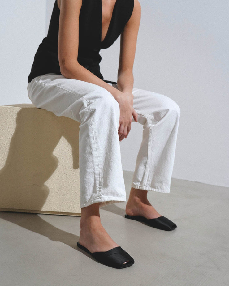 The Row | Milla black satin flats | Savannahs