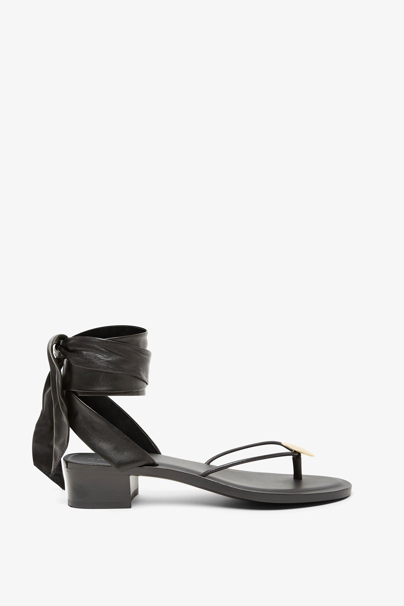 Cord black leather sandals