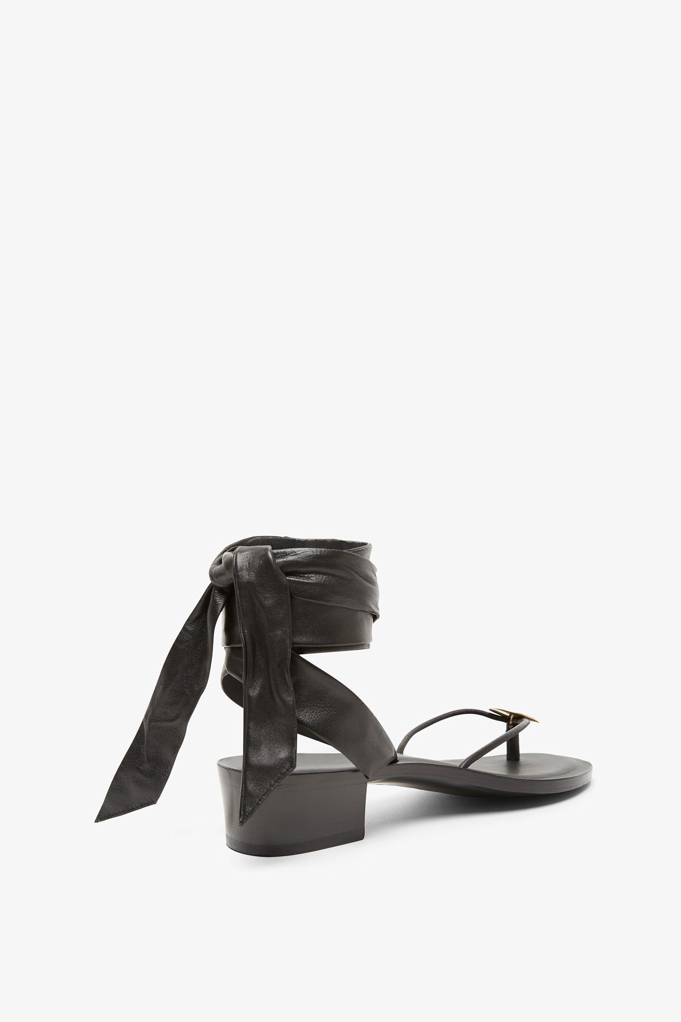 Cord black leather sandals