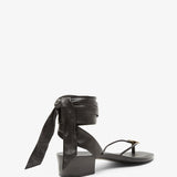 Cord black leather sandals