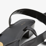 Cord black leather sandals