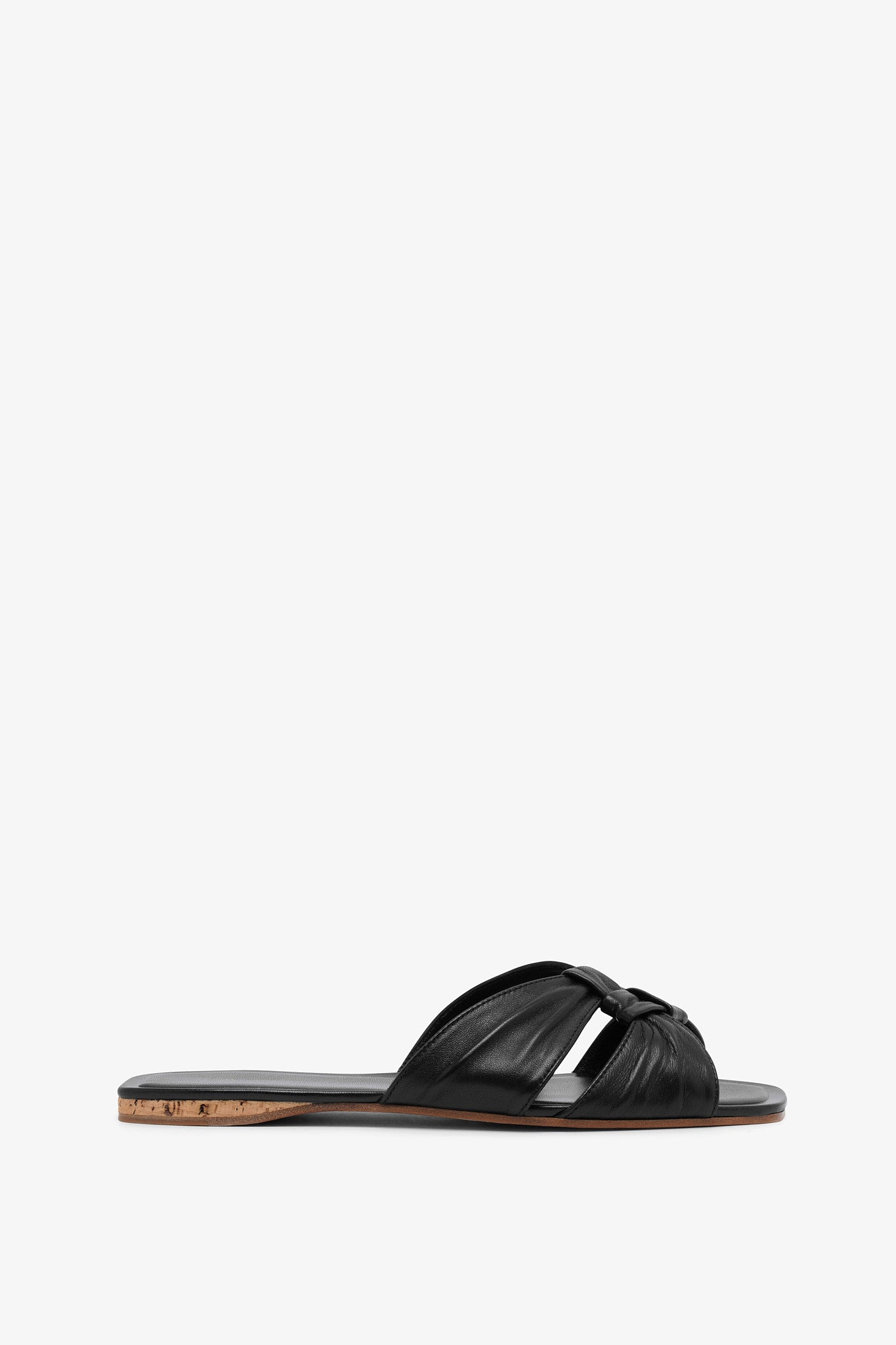 Soft knot black leather flats