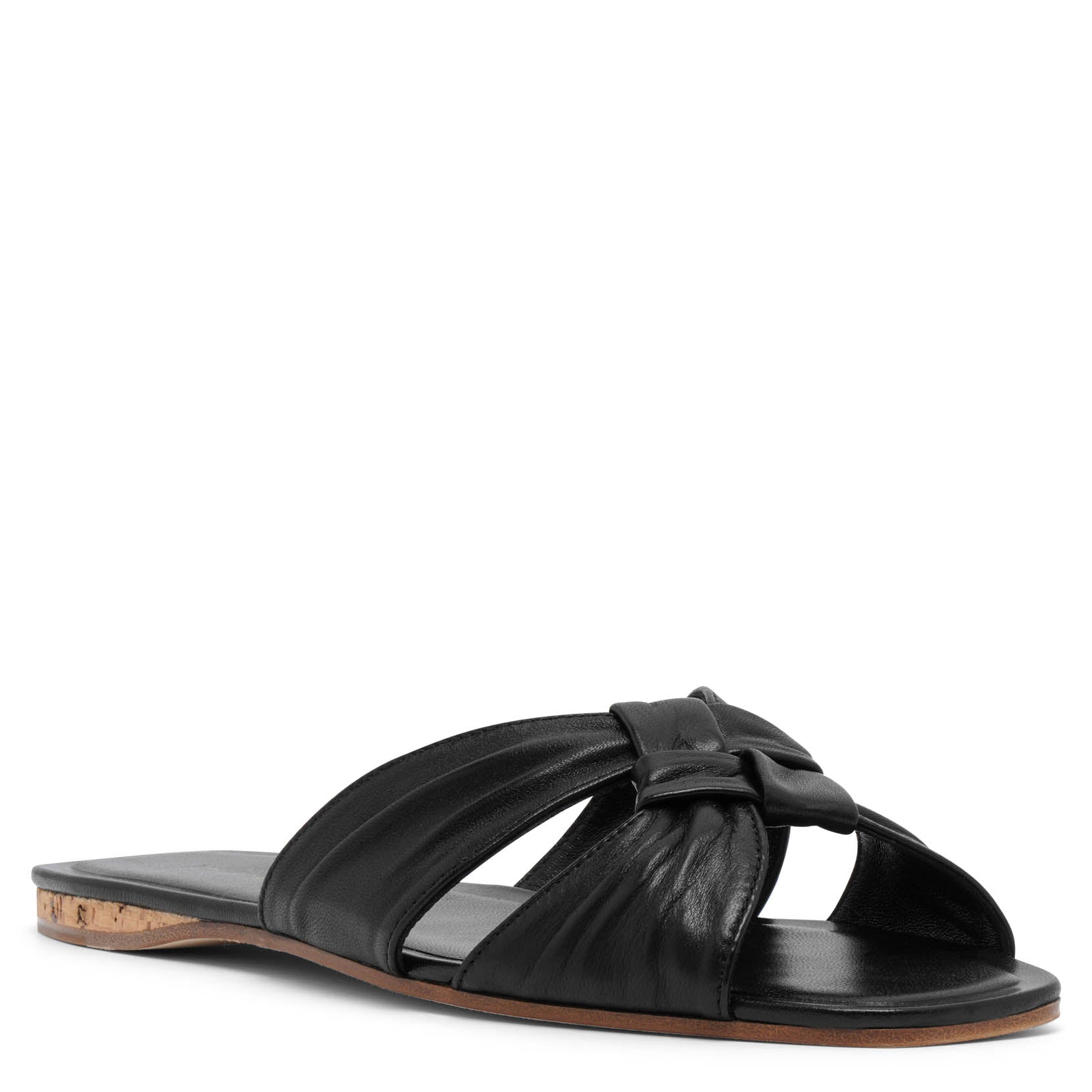 Soft knot black leather flats