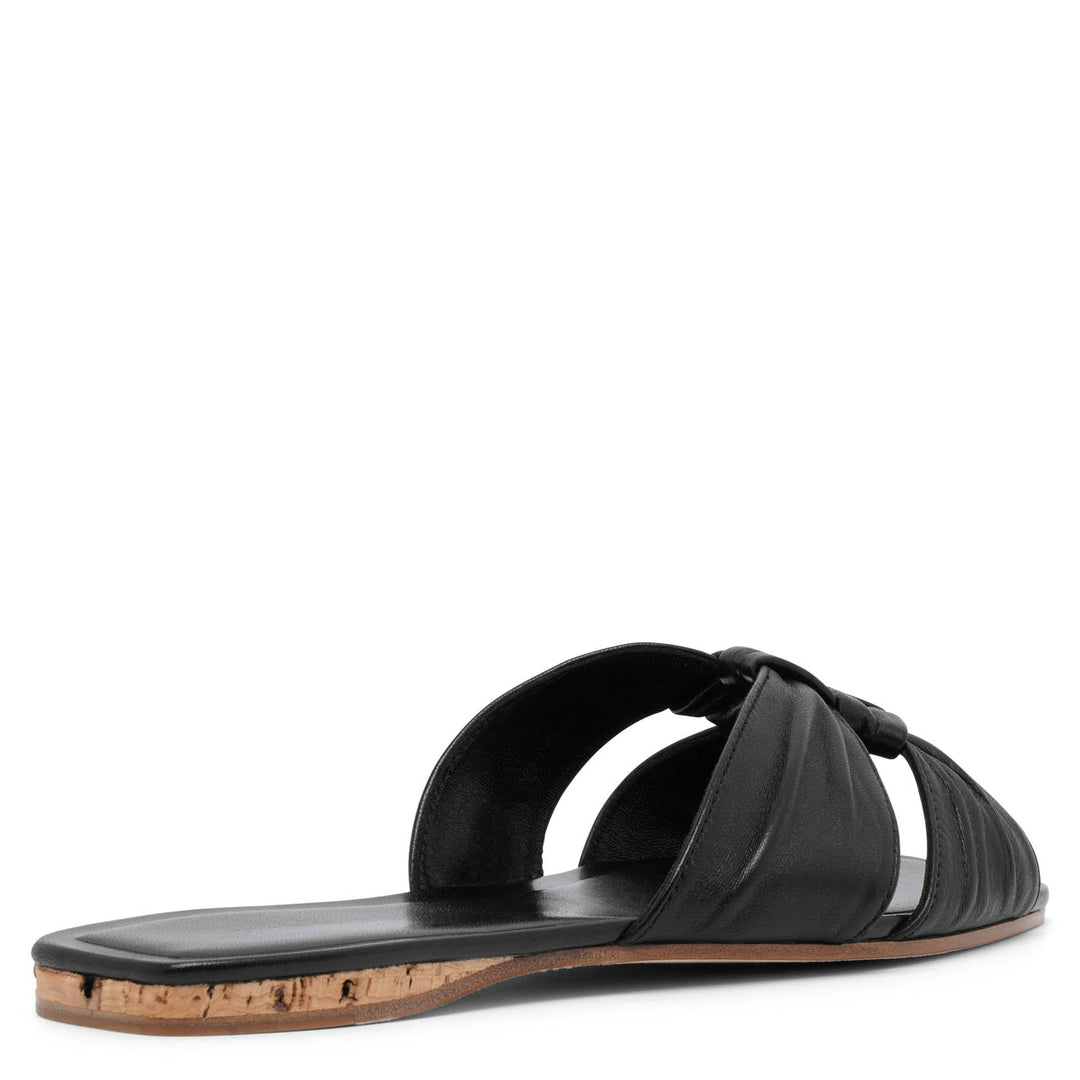 サンダル・ミュール The Row Soft Knot leather slides Soft Knot leather slides in black - The Row | Mytheresa