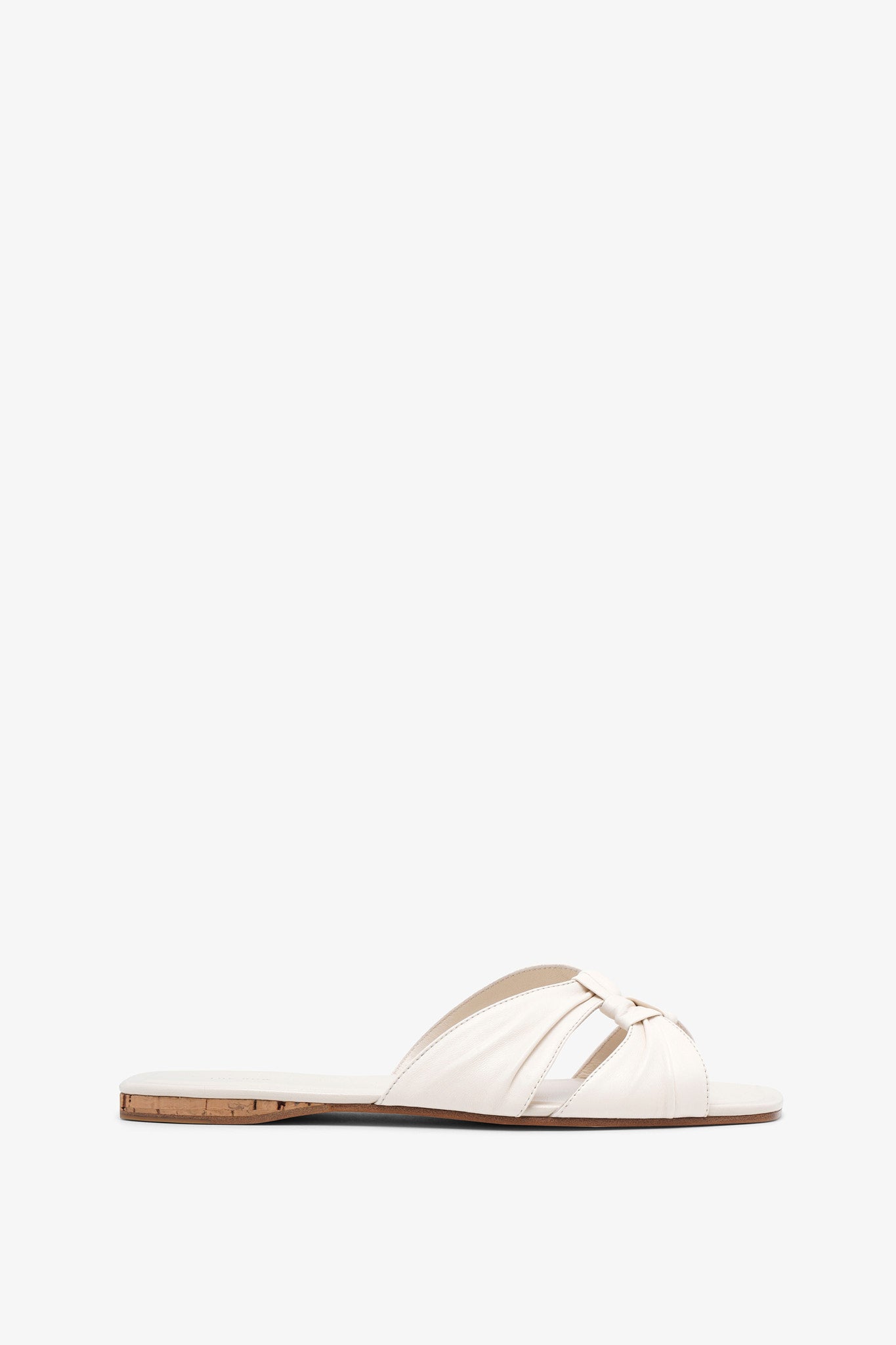 Soft knot white leather flats