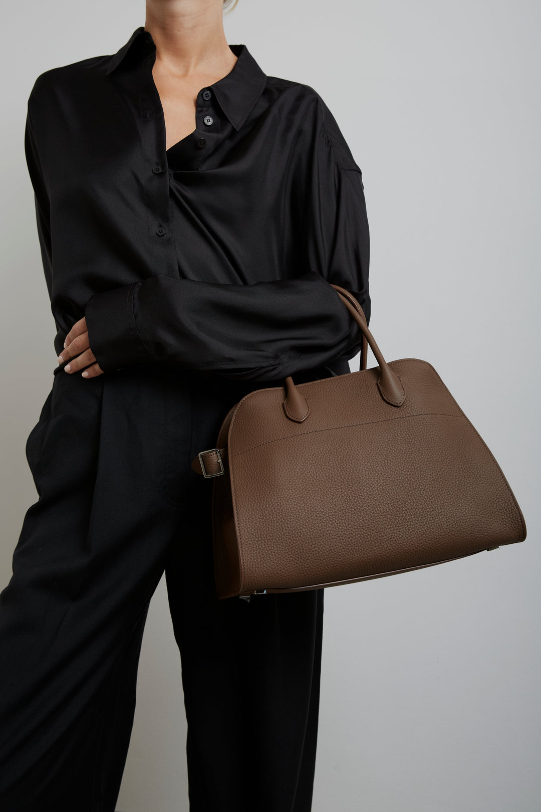 The Row | Soft Margaux 12 dark olive leather bag | Savannahs