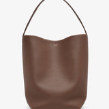 Large N/S dark olive leather tote bag