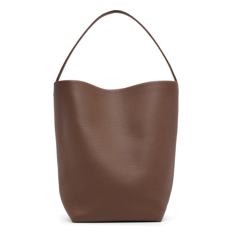 Large N/S dark olive leather tote bag