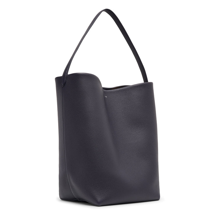 Large N/S dark blue leather tote bag
