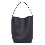 Large N/S dark blue leather tote bag