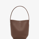 Small N/S dark olive leather tote bag