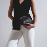 Mel black leather clutch