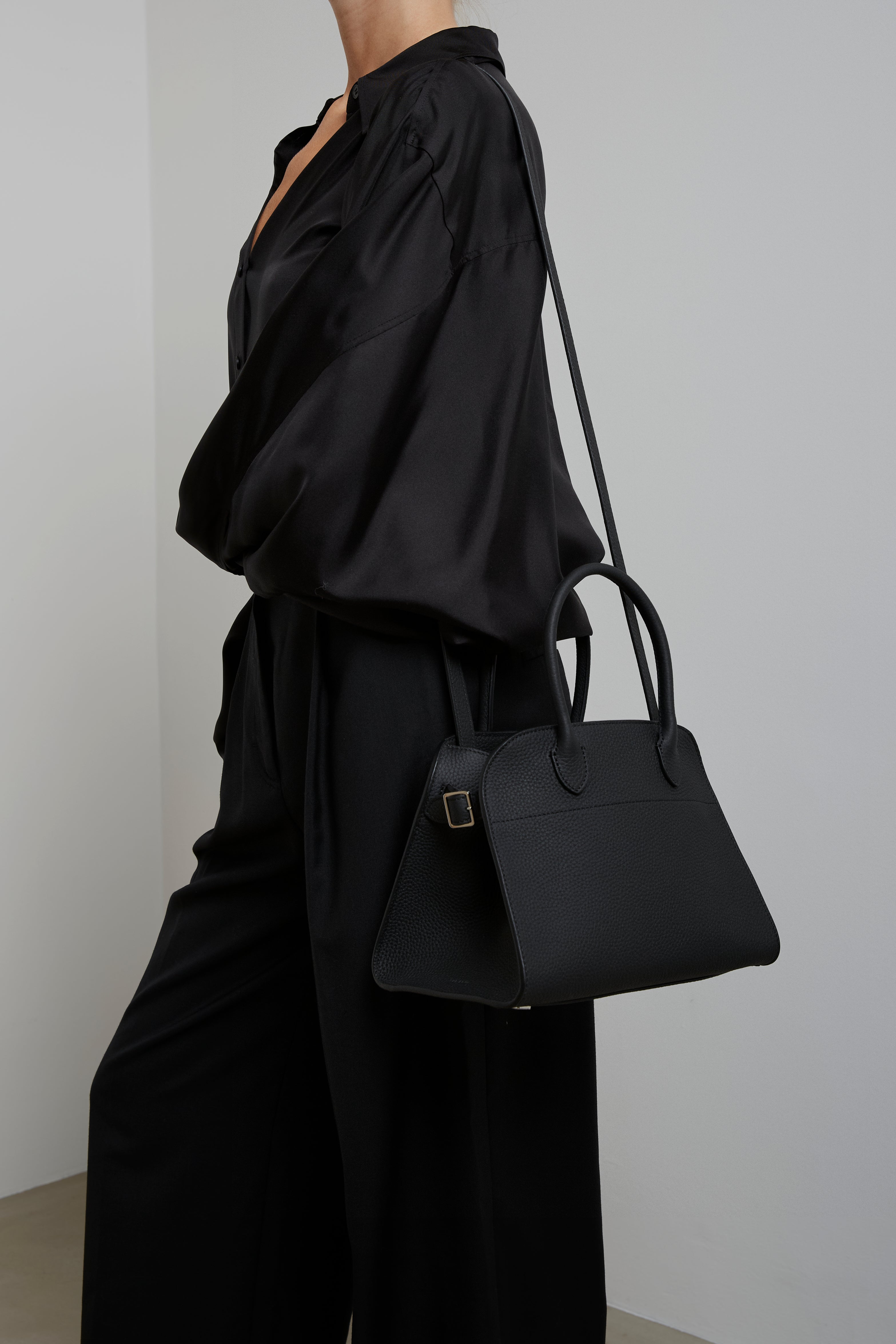 The Row | Soft Margaux 10 black leather bag | Savannahs