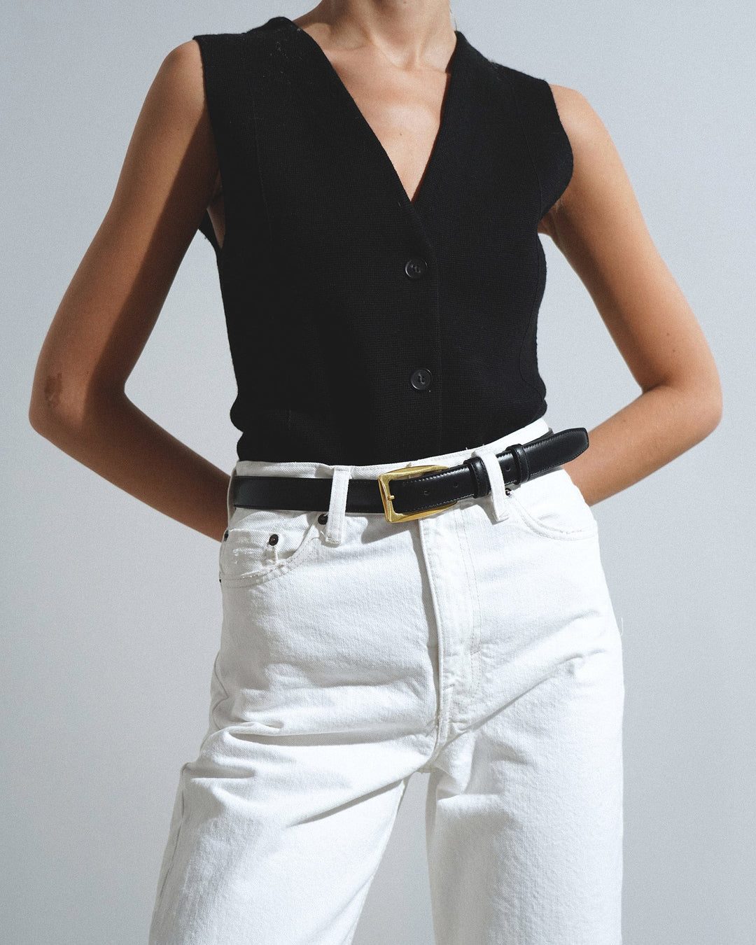 The Row | Arco black gold buckle belt | Savannahs