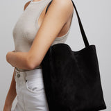 Medium N/S black suede tote bag