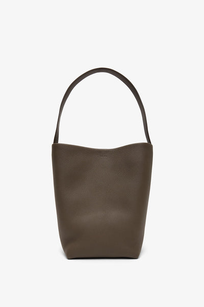 Medium N/S taupe leather tote bag