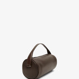Round 90's dark brown leather bag