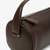 Round 90's dark brown leather bag