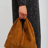 Small Bindle caramel suede shoulder bag