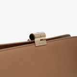 Amazon beige shiny leather clutch