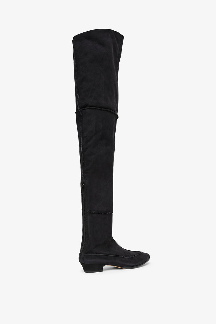 Hereditas 25 black fur over knee boots