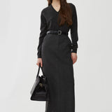 Roux dark grey long skirt