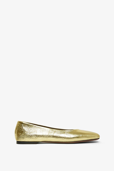 The Row | Square nappa gold ballet flats | Savannahs