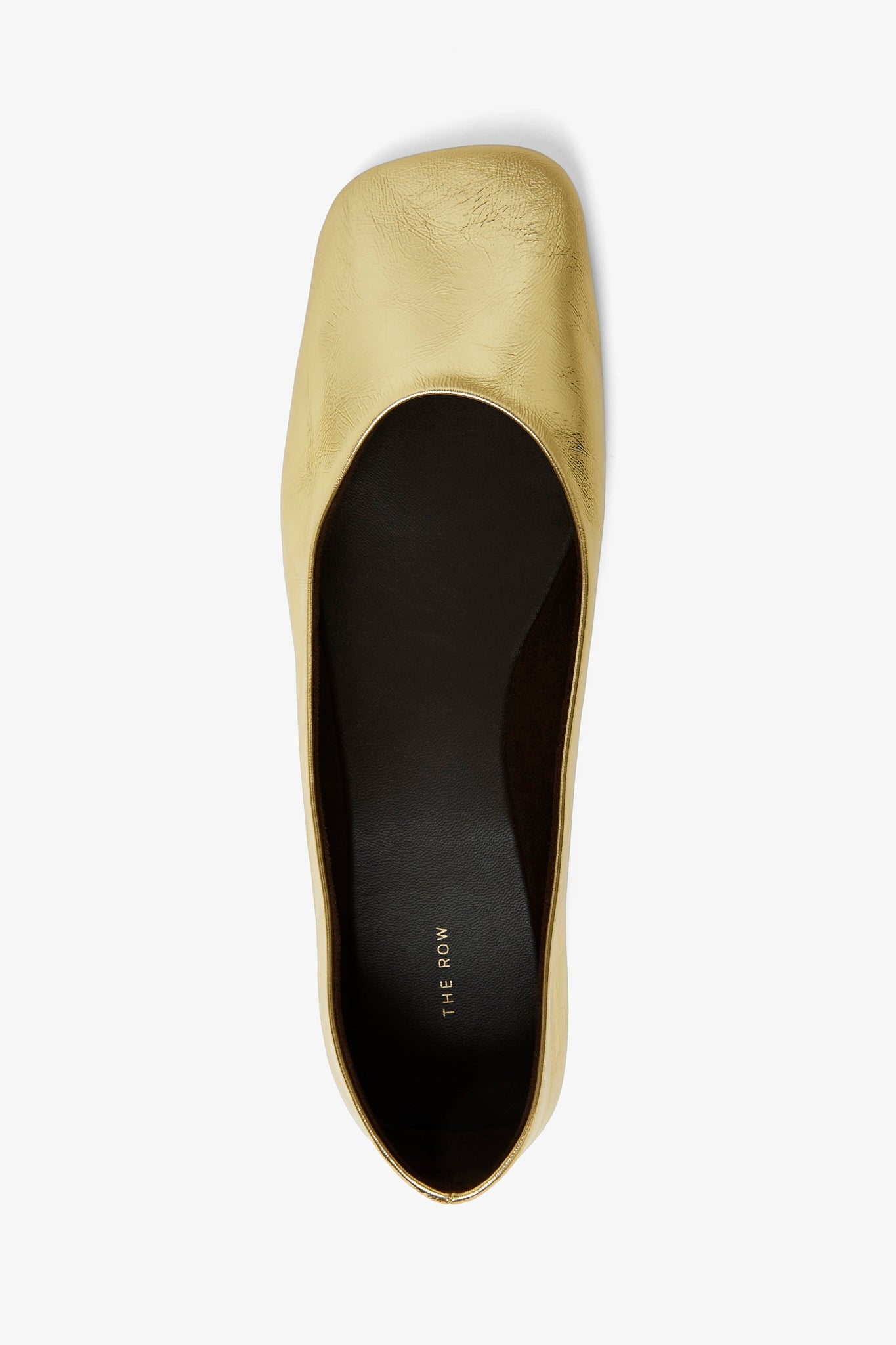 Square nappa gold ballet flats