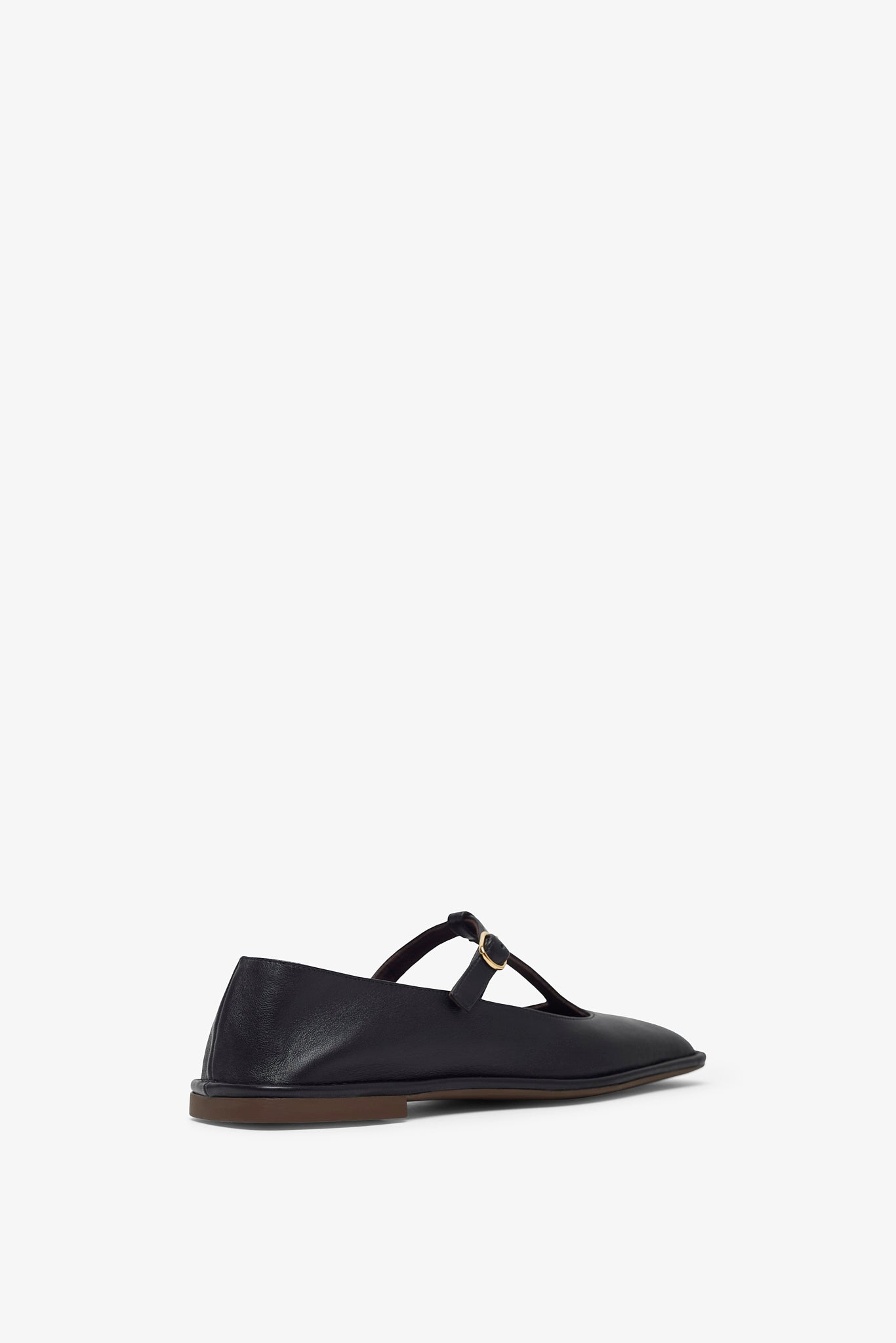 Square T-strap soft black ballerina flats