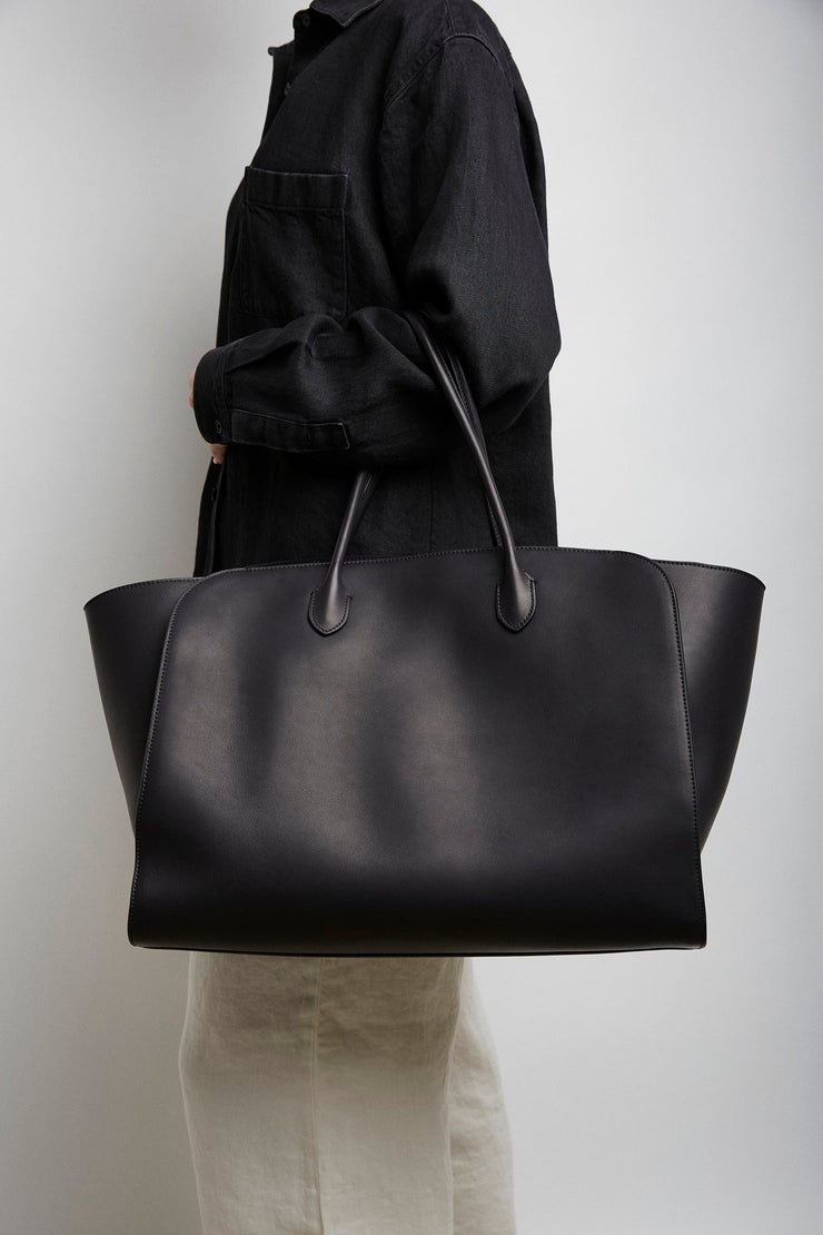 Marlo L black leather tote bag