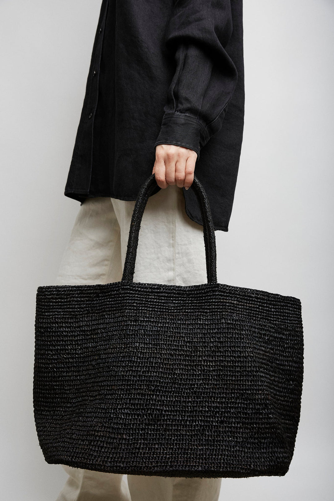 The Row | Oregon black raffia bag | Savannahs