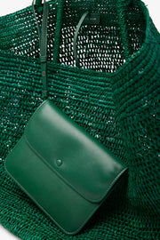 Oregon green raffia bag