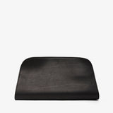 Black leather clutch bag on a white background