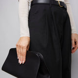 Peggy black leather clutch