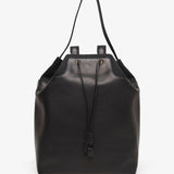 Spring black leather backpack