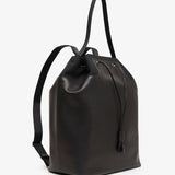 Spring black leather backpack