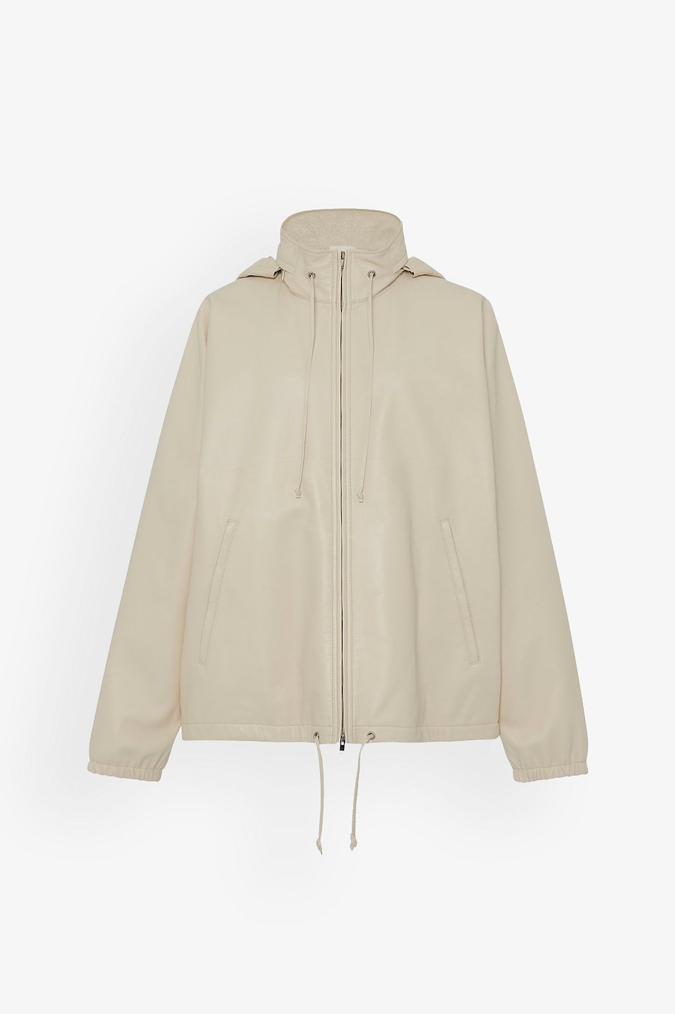 Jilly leather zip hooded jacket
