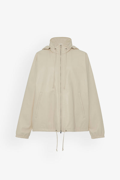 Jilly leather zip hooded jacket